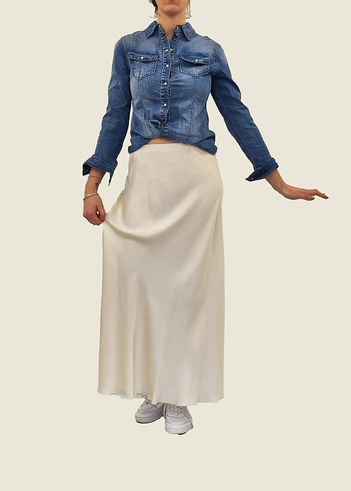 GONNA LUNGA SATIN BURRO ART.FA119S22RPE23 Ross Abbigliamento