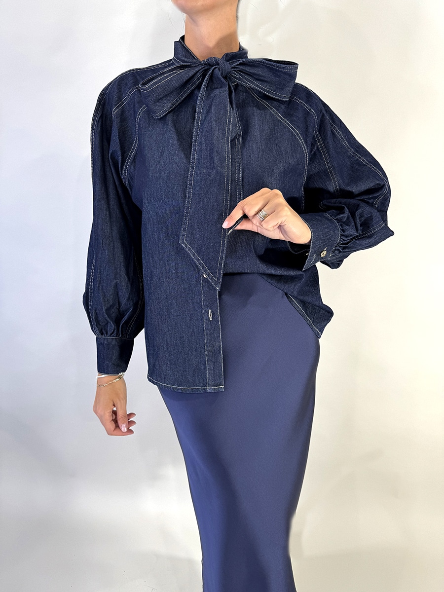 CAMICIA IN DENIM CON FIOCCO ART. YX511