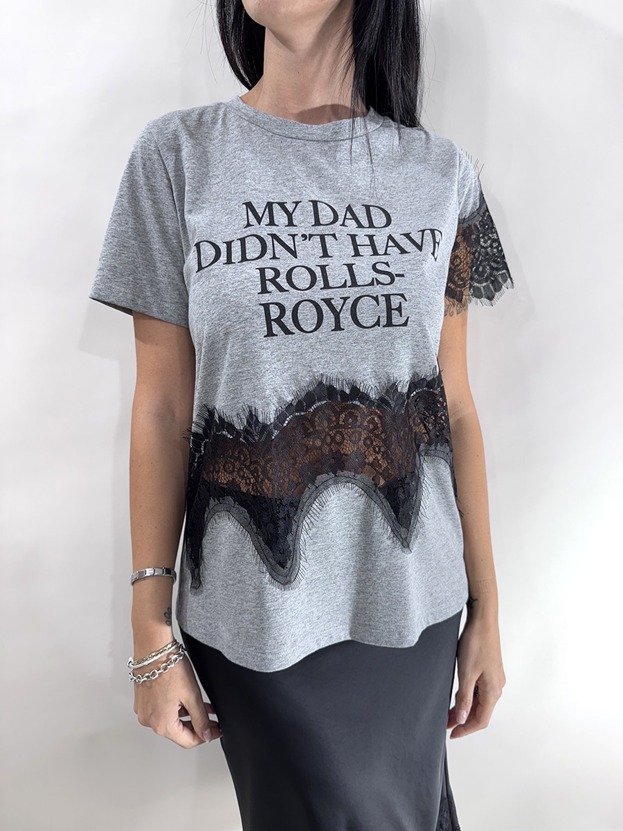 T-SHIRT CON SCRITTA E PIZZO ART. 37721 - TENSIONE IN