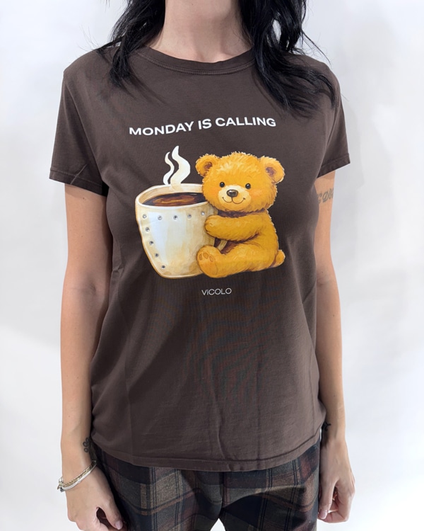 T-SHIRT CACAO CON ORSETTO ART. RF0481 - VICOLO