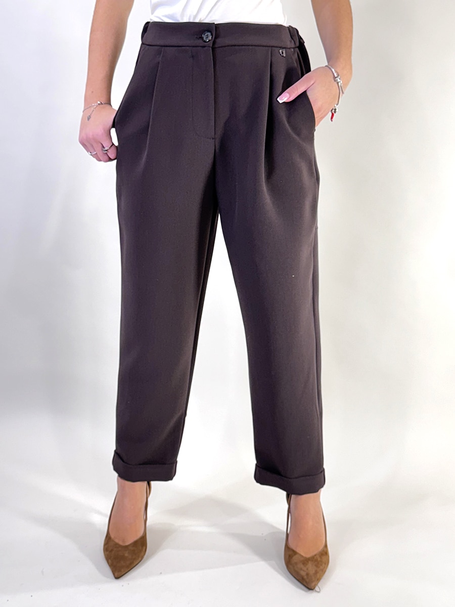 PANTALONE CARROT CON PINCES ART. PCTHTQF - DIXIE - MORO, XS