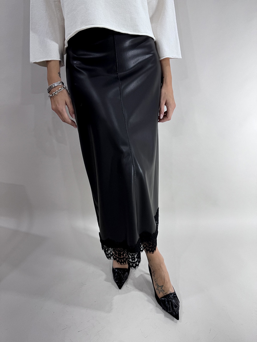 GONNA ECOPELLE E PIZZO ART. FW250041 - NERO, M