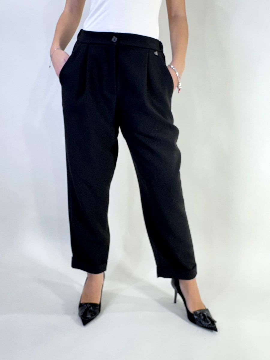 PANTALONE CARROT CON PINCES ART. PCTHTQF - DIXIE - NERO, XS