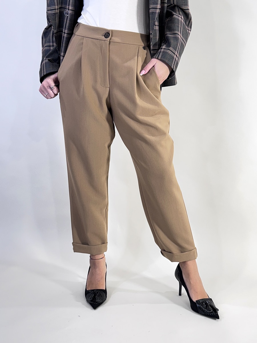 PANTALONE CARROT CON PINCES ART. PCTHTQF - DIXIE - CAMMELLO, S