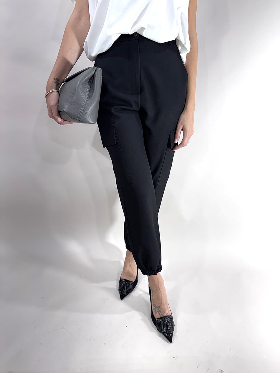 PANTALONE CARGO CON TASCONI ART. TF1041 - VICOLO - L, NERO
