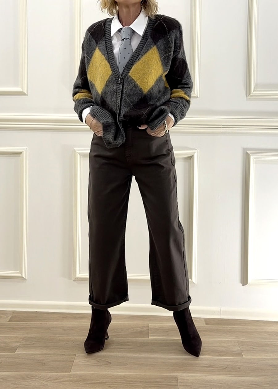 CARDIGAN ARGYLE IN MAGLIA MORBIDA ART. D82057-MOTEL