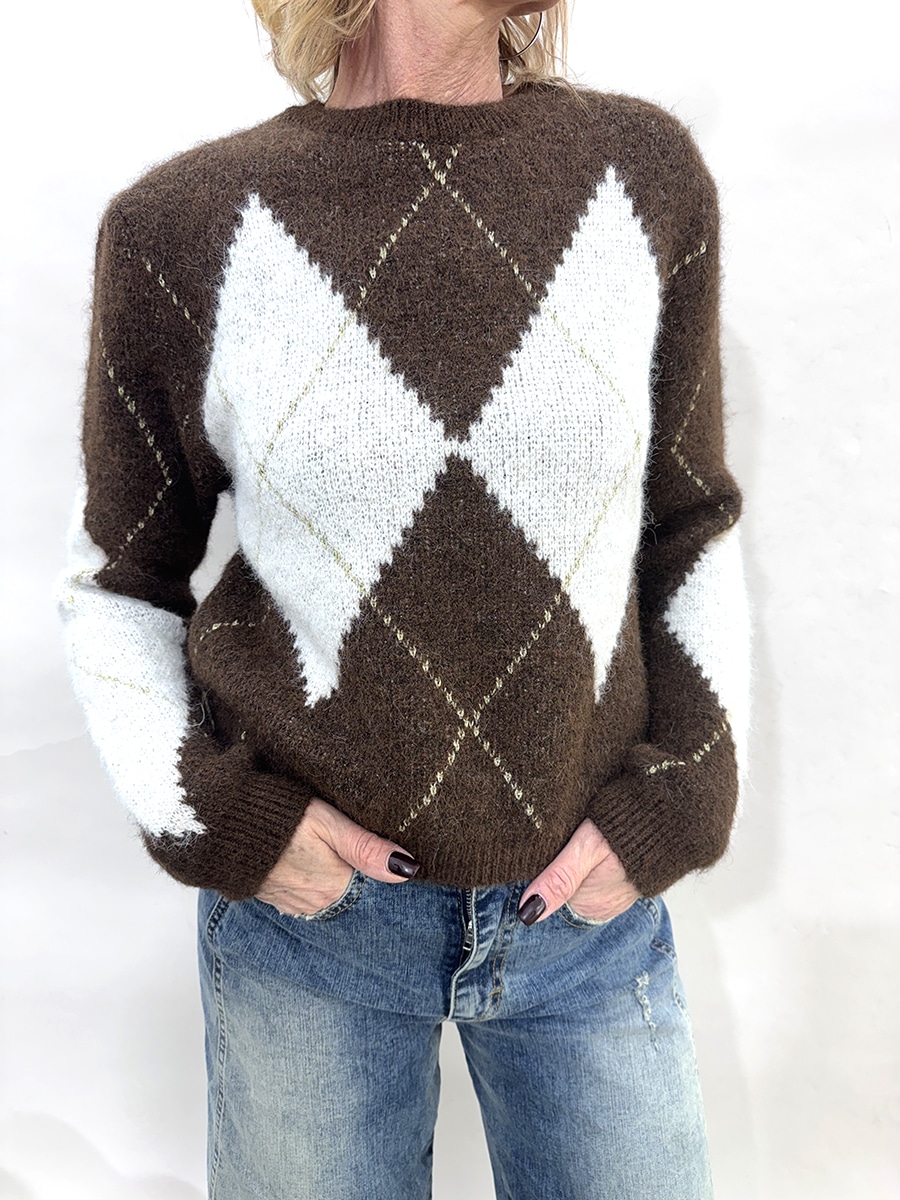 MAGLIA CON ROMBI ART. 26013 - TENSIONE IN - MORO-PANNA