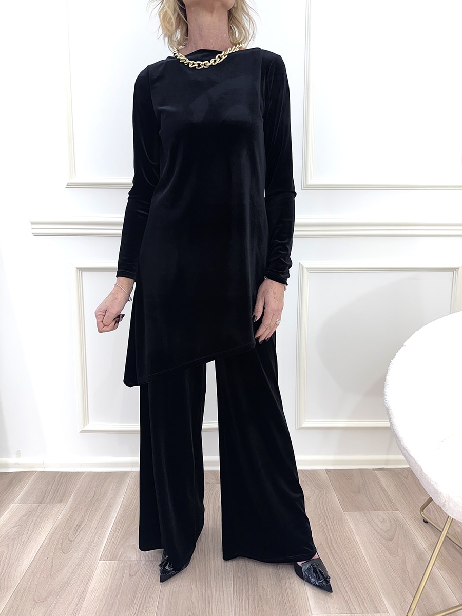 COMPLETO IN CINIGLIA BLUSA E PANTALONE ART.  L50002AT     -  TENSIONE IN - NERO, S