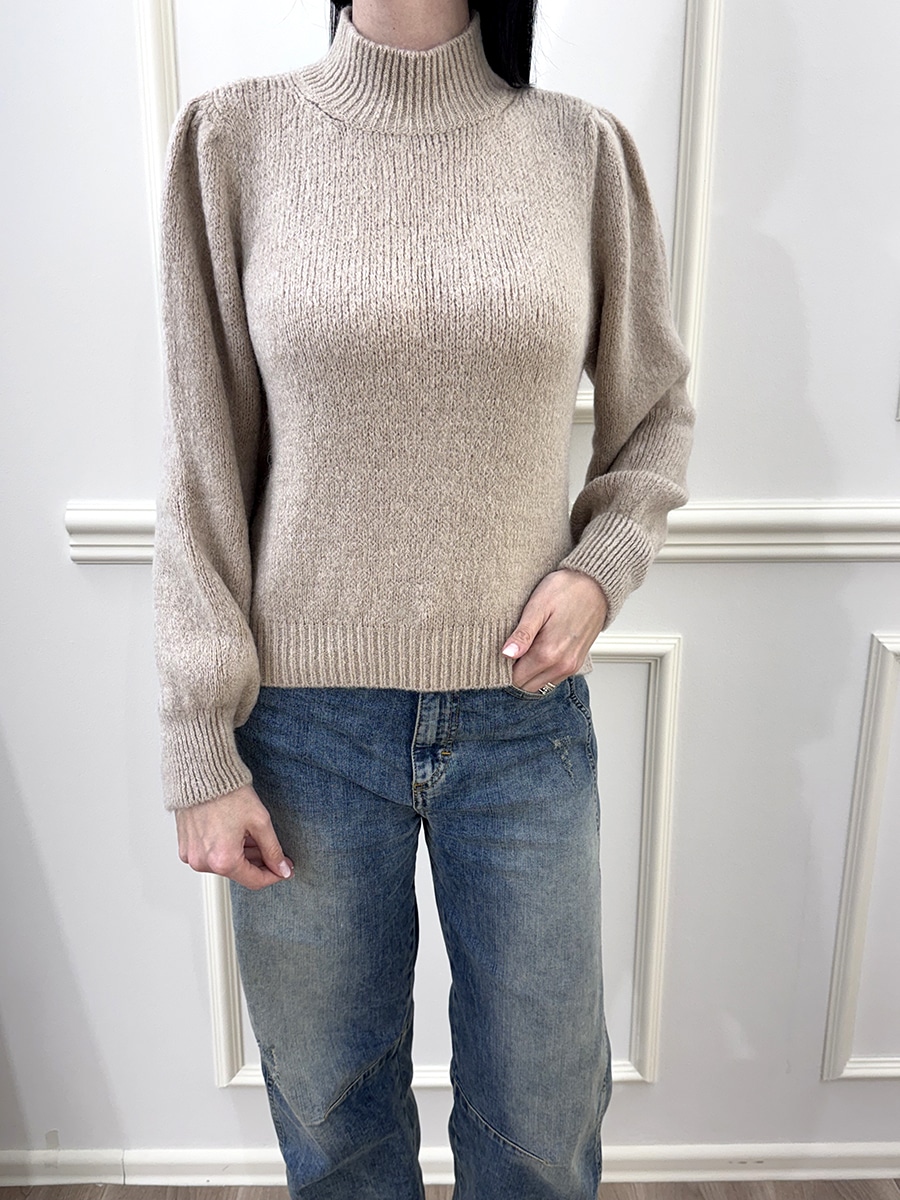 MAGLIA IN MAGLIA CON MANICHE A PALLONCINO ART. 25318-SUSY MIX - MIELE