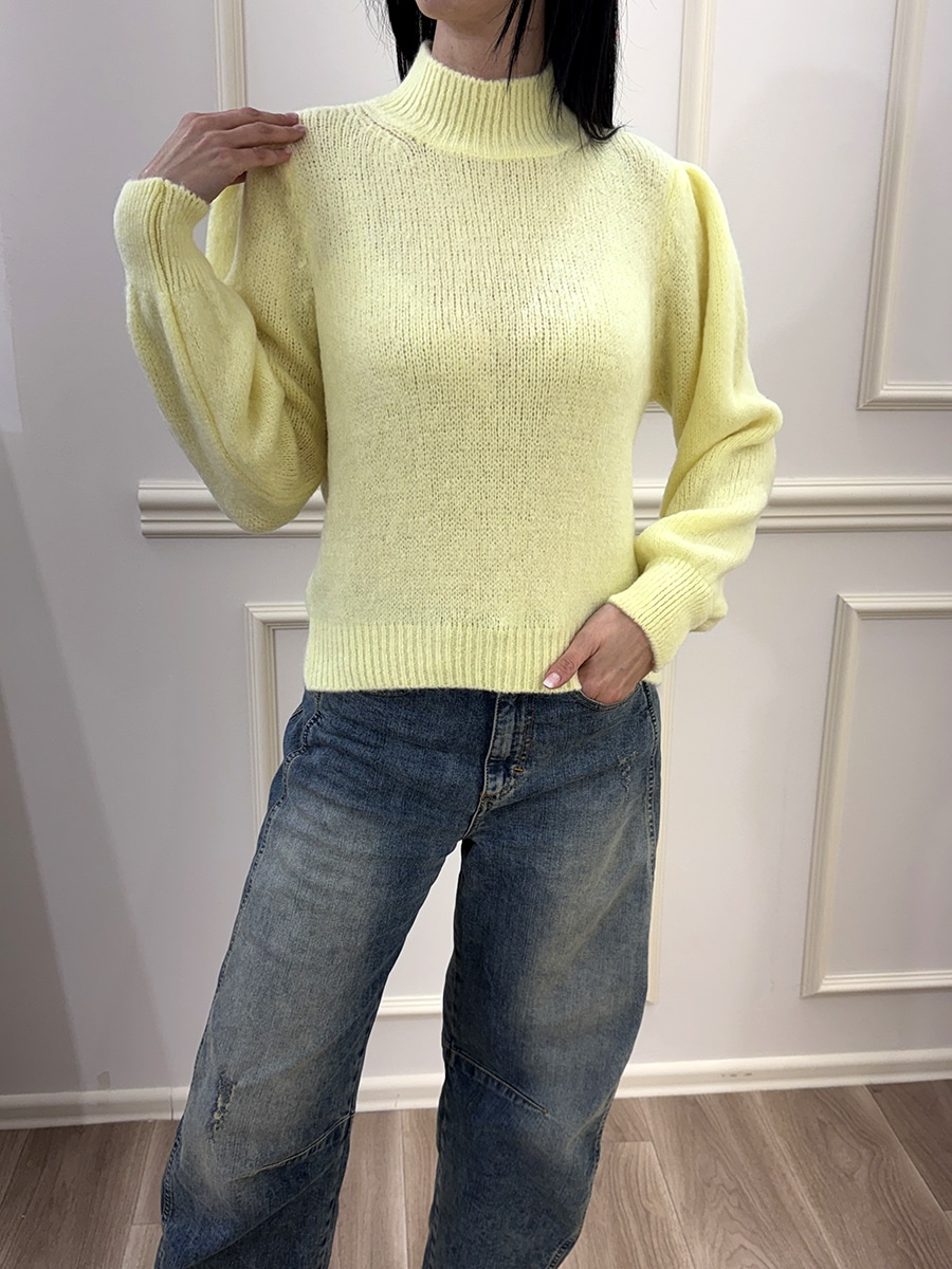 MAGLIA IN MAGLIA CON MANICHE A PALLONCINO ART. 25318-SUSY MIX - GIALLO