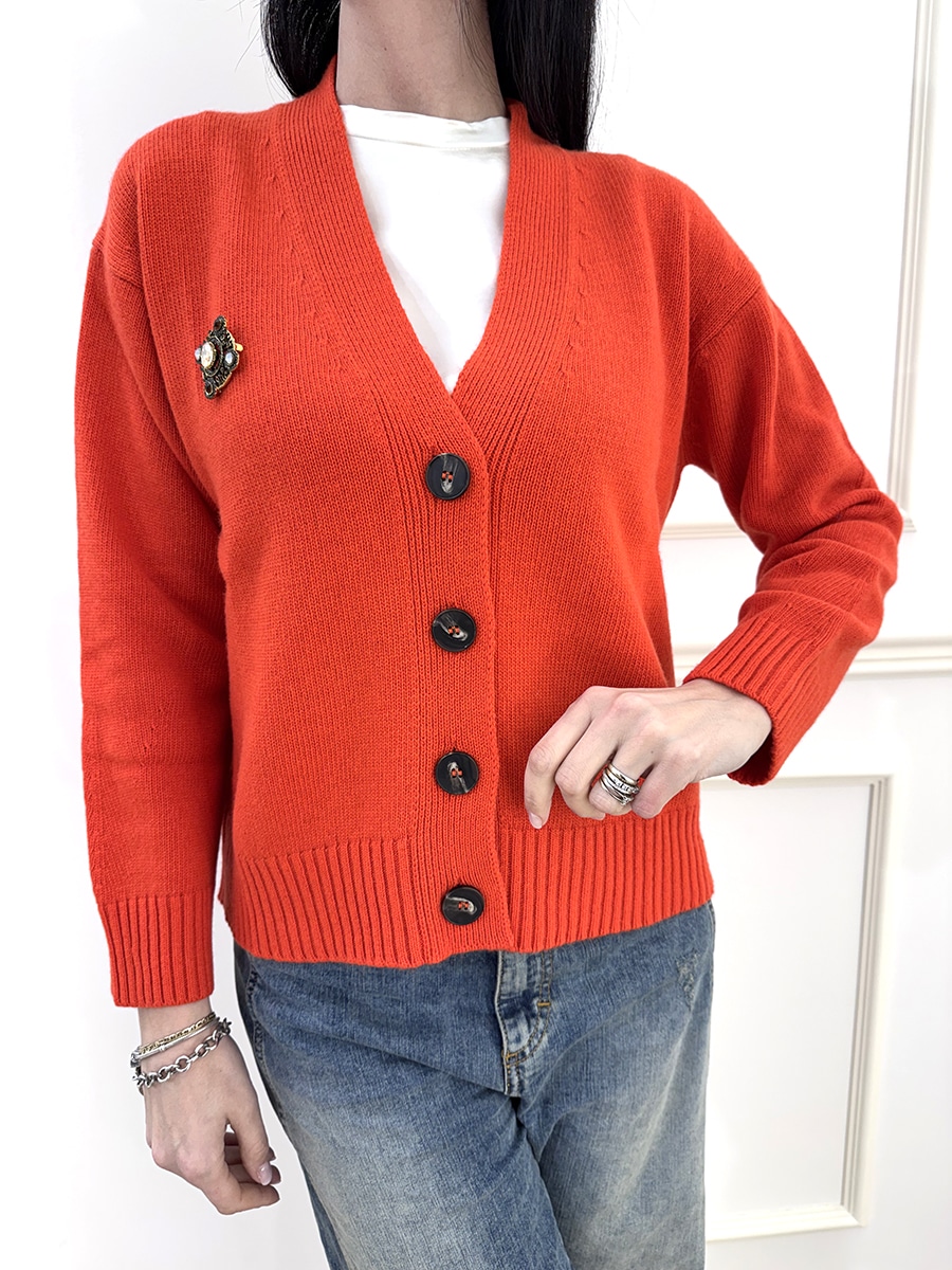 CARDIGAN CON SPILLE ART. D82076 - MOTEL - ARANCIO