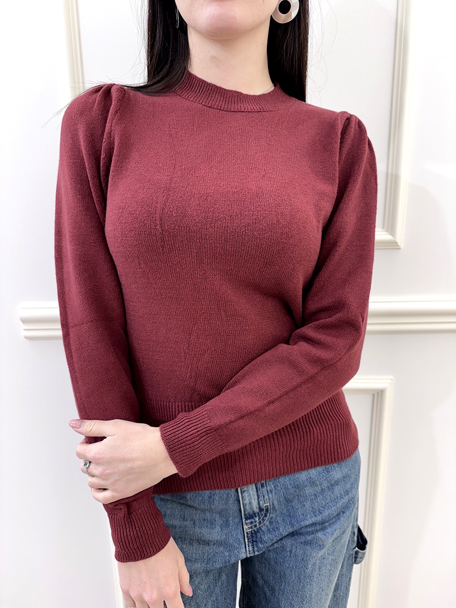 MAGLIA CON MANICHE ARRICCIATE ART. IT1508 -SUSY MIX - BORDEAUX