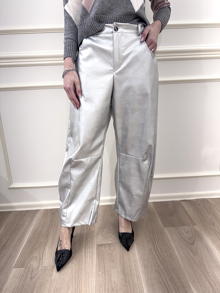 PANTALONE BARREL ECOPELLE LAMINATO ART. TF2050 - VICOLO - XS