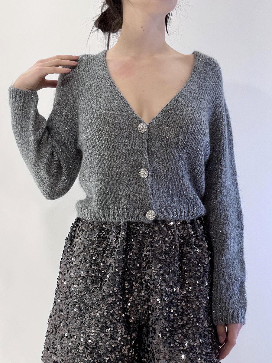 CARDIGAN CON BOTTONI GIOIELLO ART. I25/MHP03 - MOTEL - GRIGIO