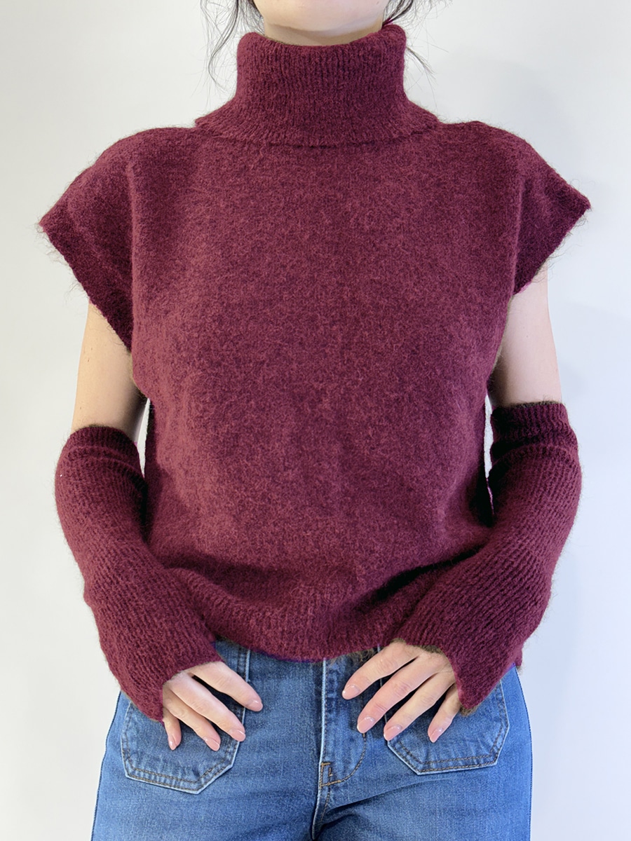 GILET COLLO ALTO CON MANICOTTI ART. 26030 - TENSIONE IN - VINO