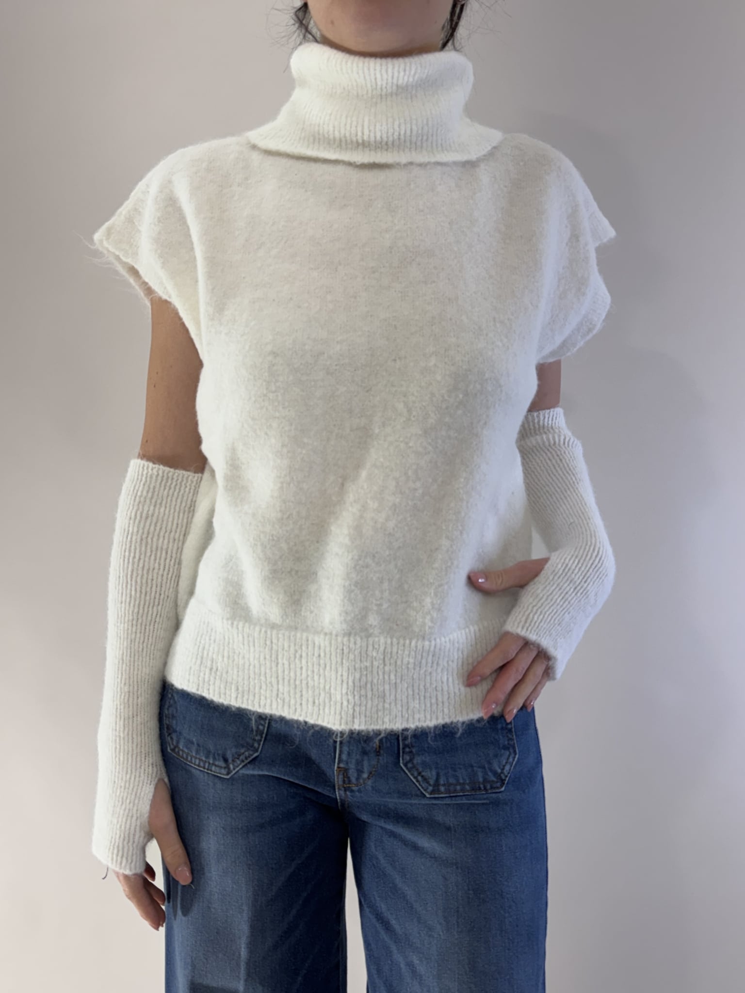 GILET COLLO ALTO CON MANICOTTI ART. 26030 - TENSIONE IN - PANNA