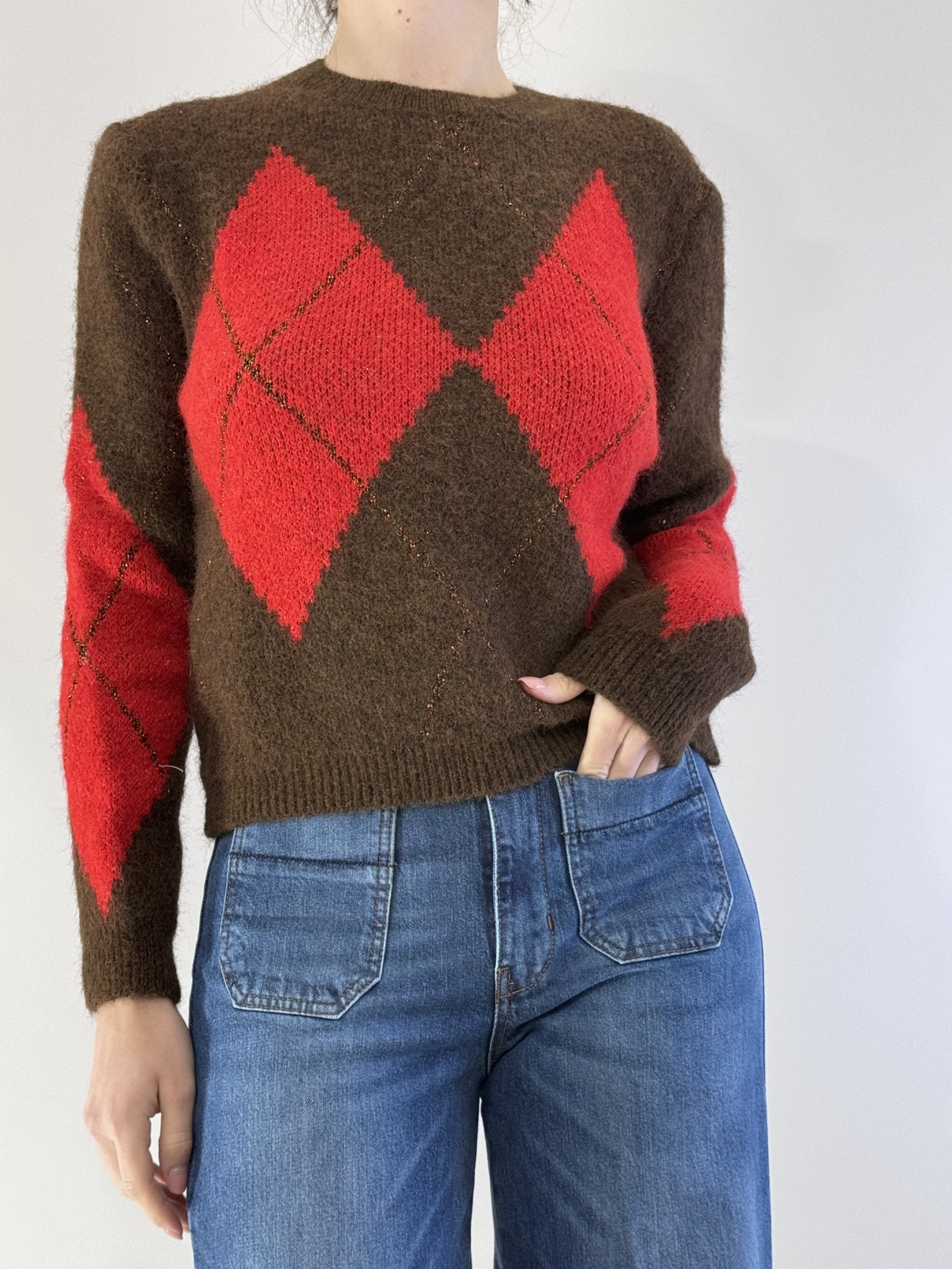 MAGLIA CON ROMBI ART. 26013 - TENSIONE IN - MORO-ROSSO