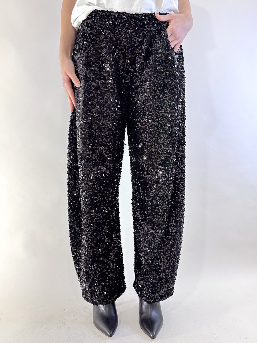 PANTALONI BALLOON CON PAILLETTES ART. W25PC53-MOTEL - S, NERO