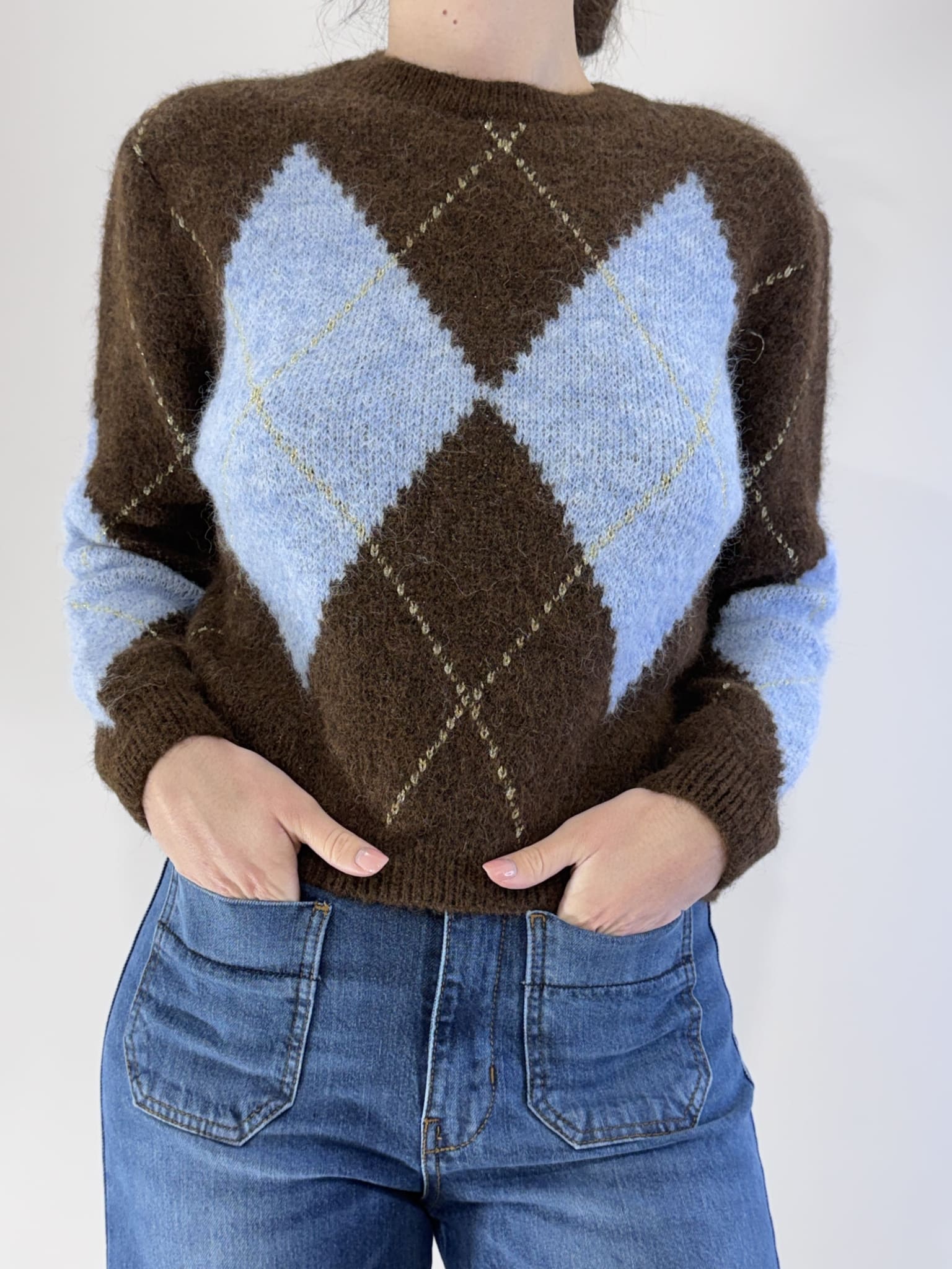 MAGLIA CON ROMBI ART. 26013 - TENSIONE IN - MORO-AZZURRO