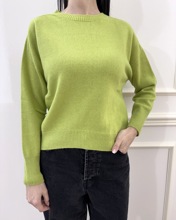 MAGLIONCINO GIROCOLLO LIME ART. D78756-MOTEL - OLIO