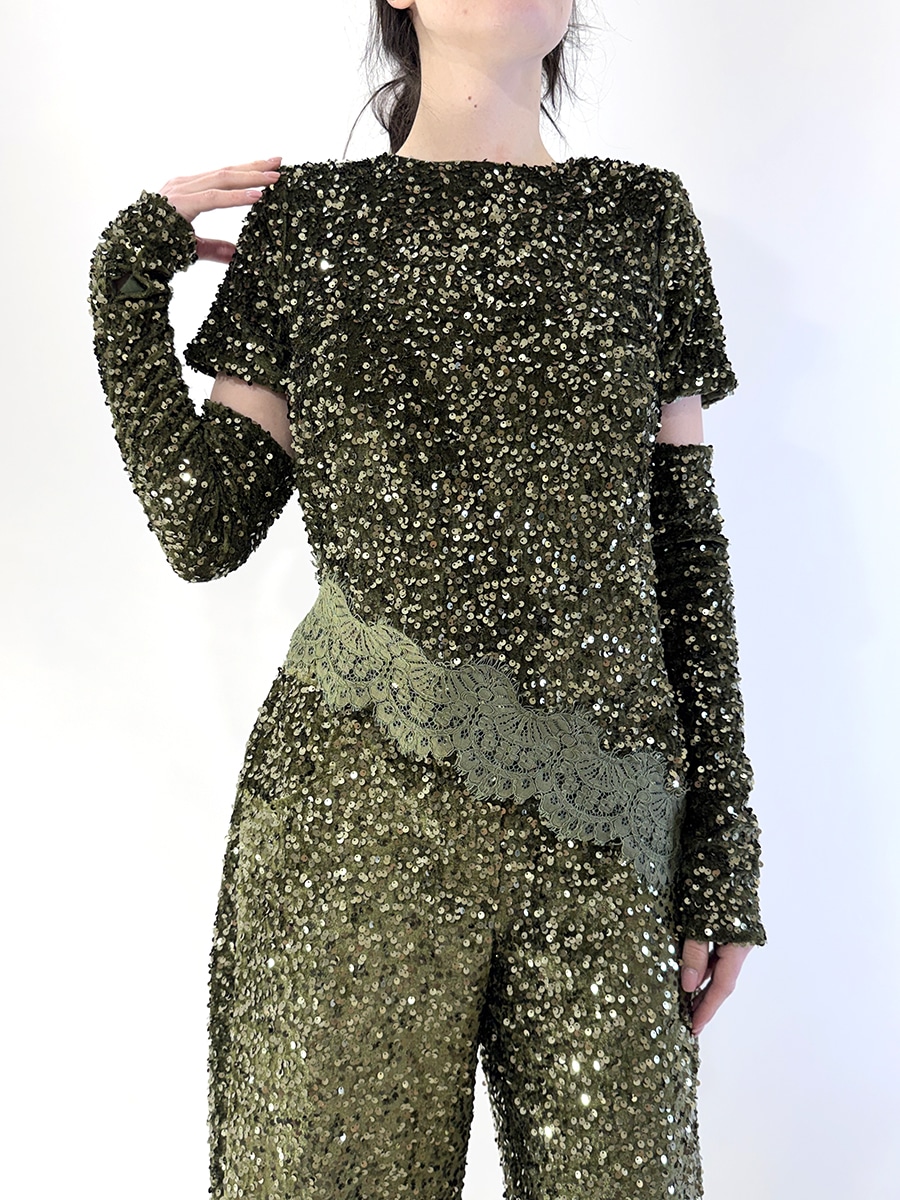 MAGLIA IN PAILLETTES CON MANICOTTI ART. W25CC91 - MOTEL - S