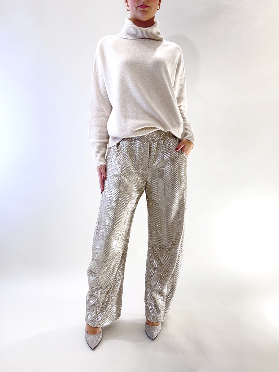 PANTALONE BARREL IN PAILLETTES ART. W25PC55 - MOTEL
