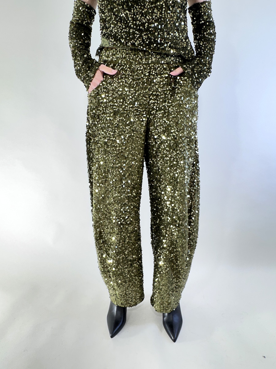 PANTALONI BALLOON CON PAILLETTES ART. W25PC53-MOTEL - M, VERDE