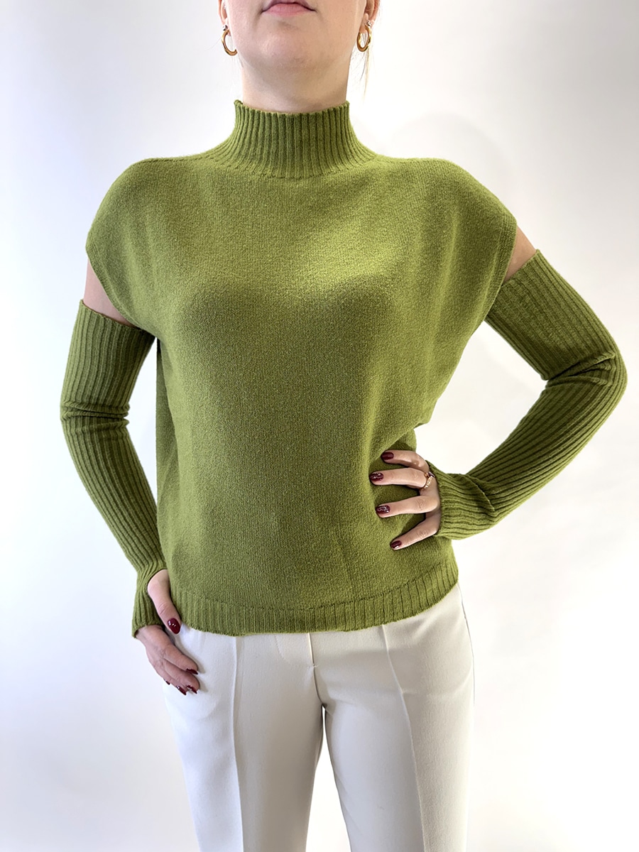 MAGLIA CON MANICOTTI ART. 78575 - SUSY MIX - VERDE