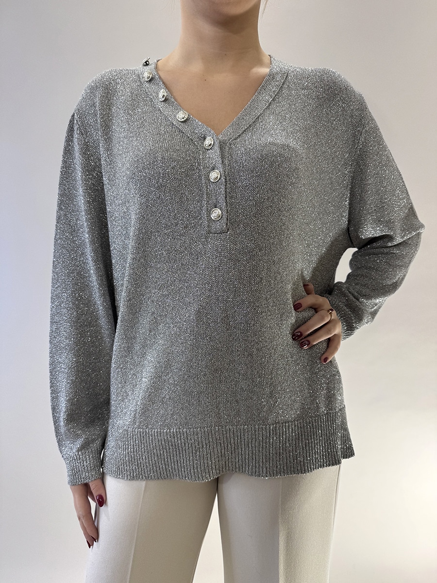 MAGLIA LUREX ART. 2240621 - MOTEL - ARGENTO