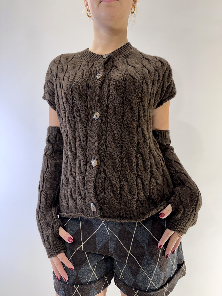 GILET TRECCE CON BOTTONI E MANICOTTI ART. S01Y1018-6301-02 - MORO