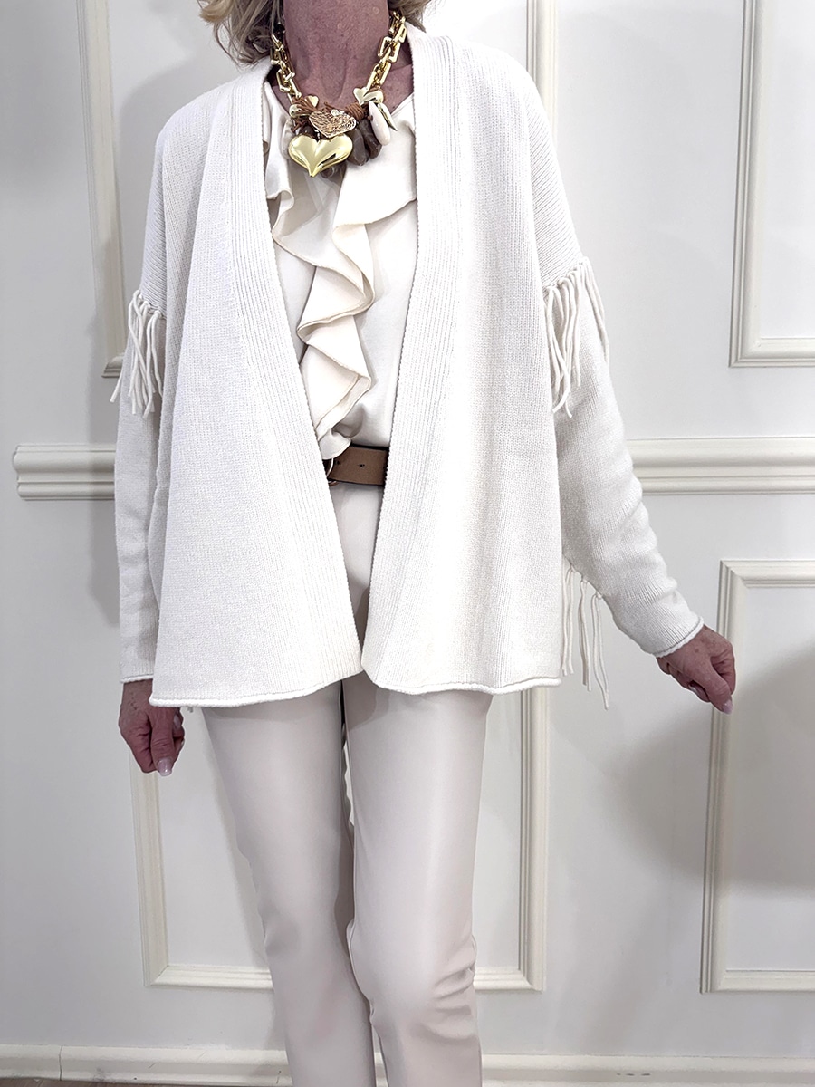 CARDIGAN FRANGE ART. I25/5R547 - A - MOTEL - CREMA