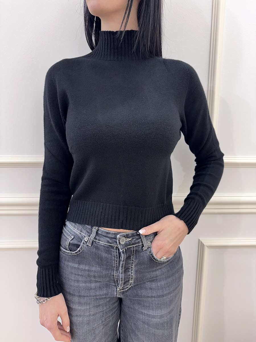 MAGLIA COLLO ALTO CON GOCCIA RETRO ART. I25/IT1537 - MOTEL - NERO