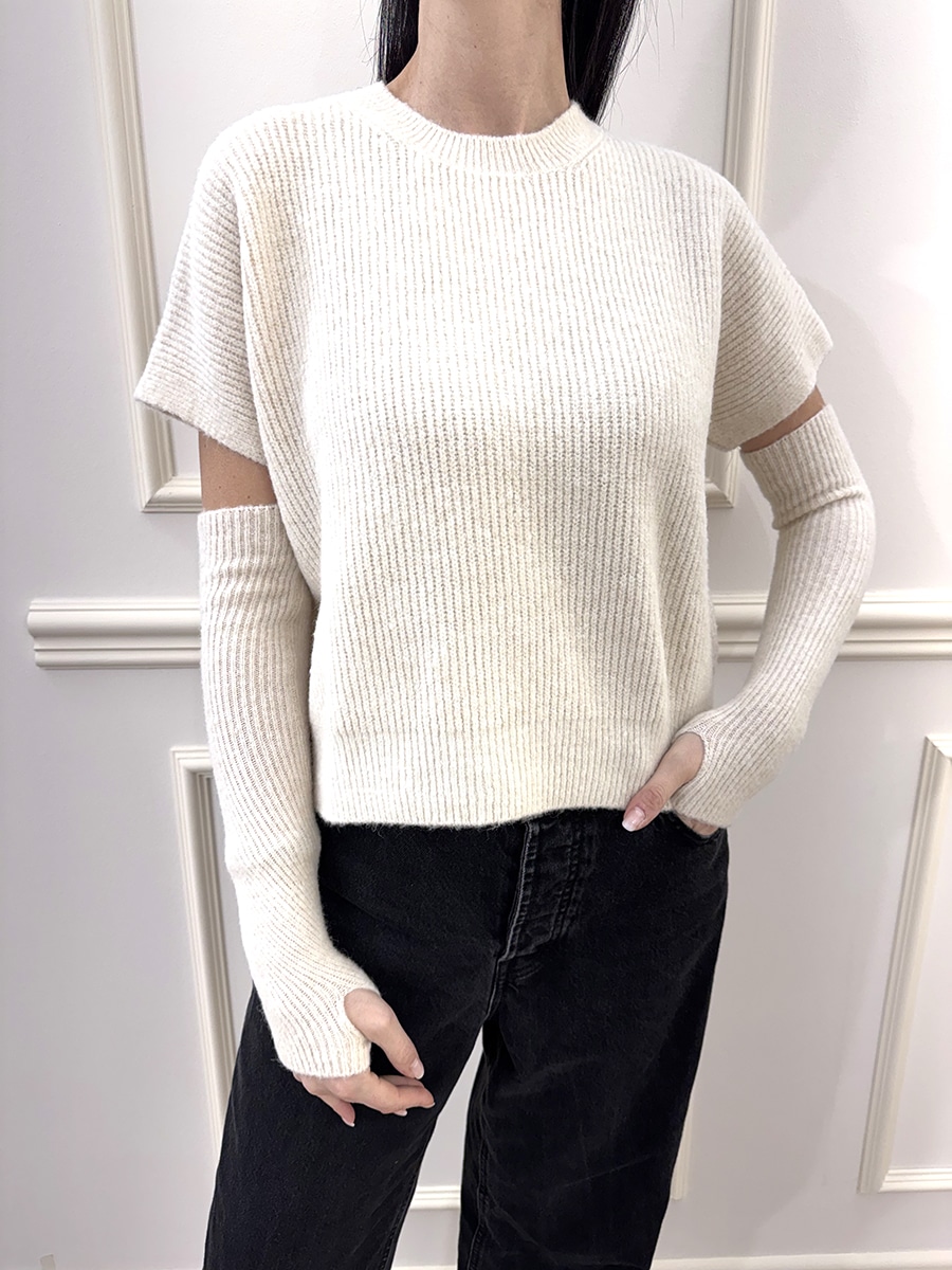 MAGLIA A COSTINE GIROCOLLO CON MANICOTTI ART. M92153 - SUSY MIX