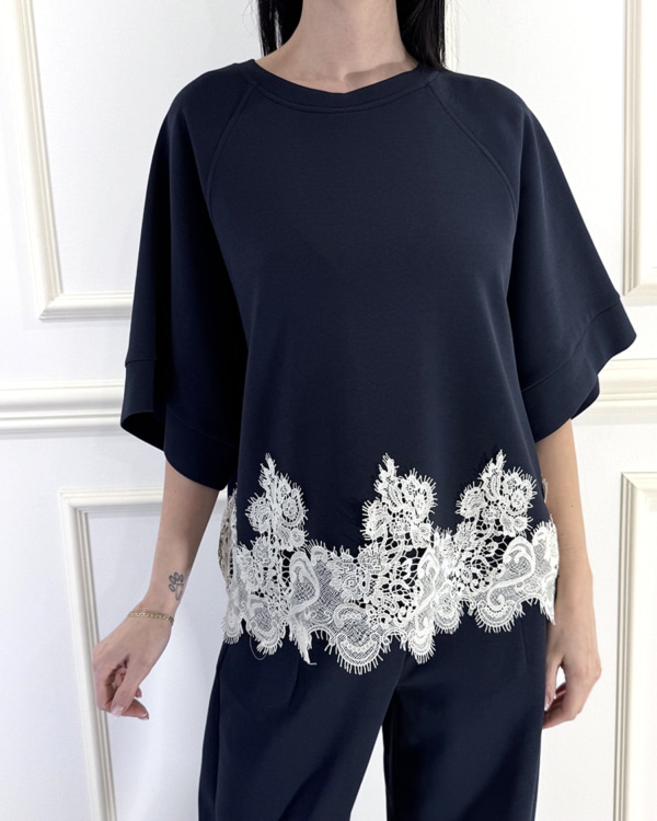 FELPA CON PIZZO ART. 1196PE26  - TENSIONE IN