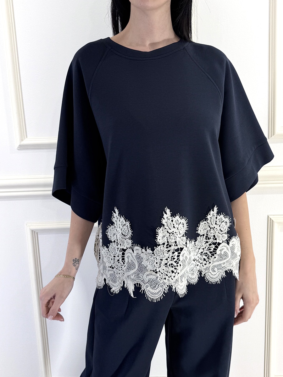 FELPA CON PIZZO ART. 1196PE26  - TENSIONE IN