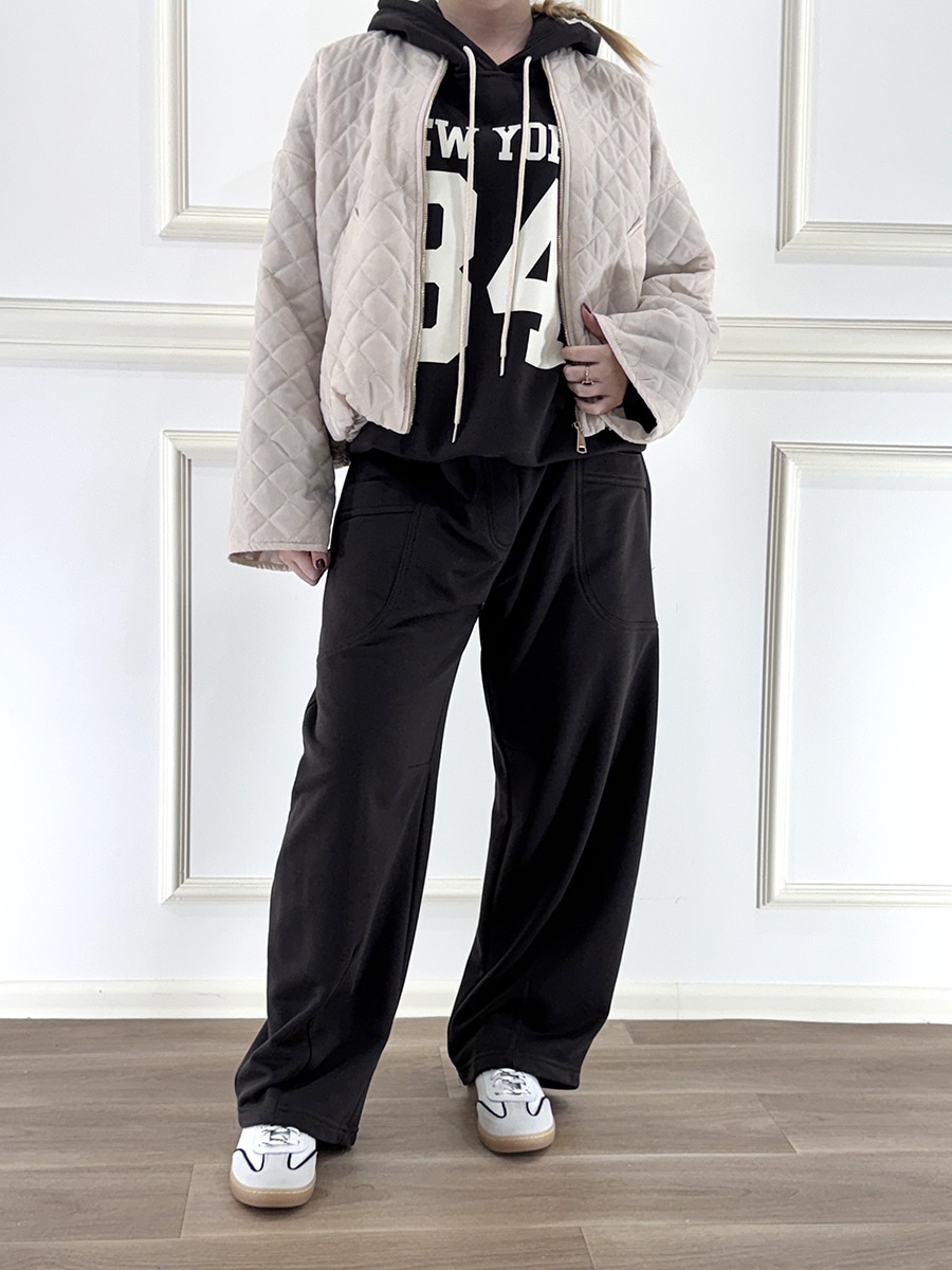 PANTALONE CON ELASTICO ART. 26P3839 - MOTEL - MORO, S