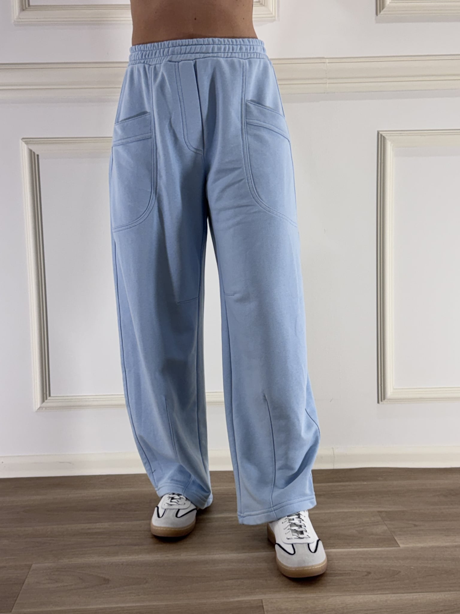PANTALONE CON ELASTICO ART. 26P3839 - MOTEL - AZZURRO, S
