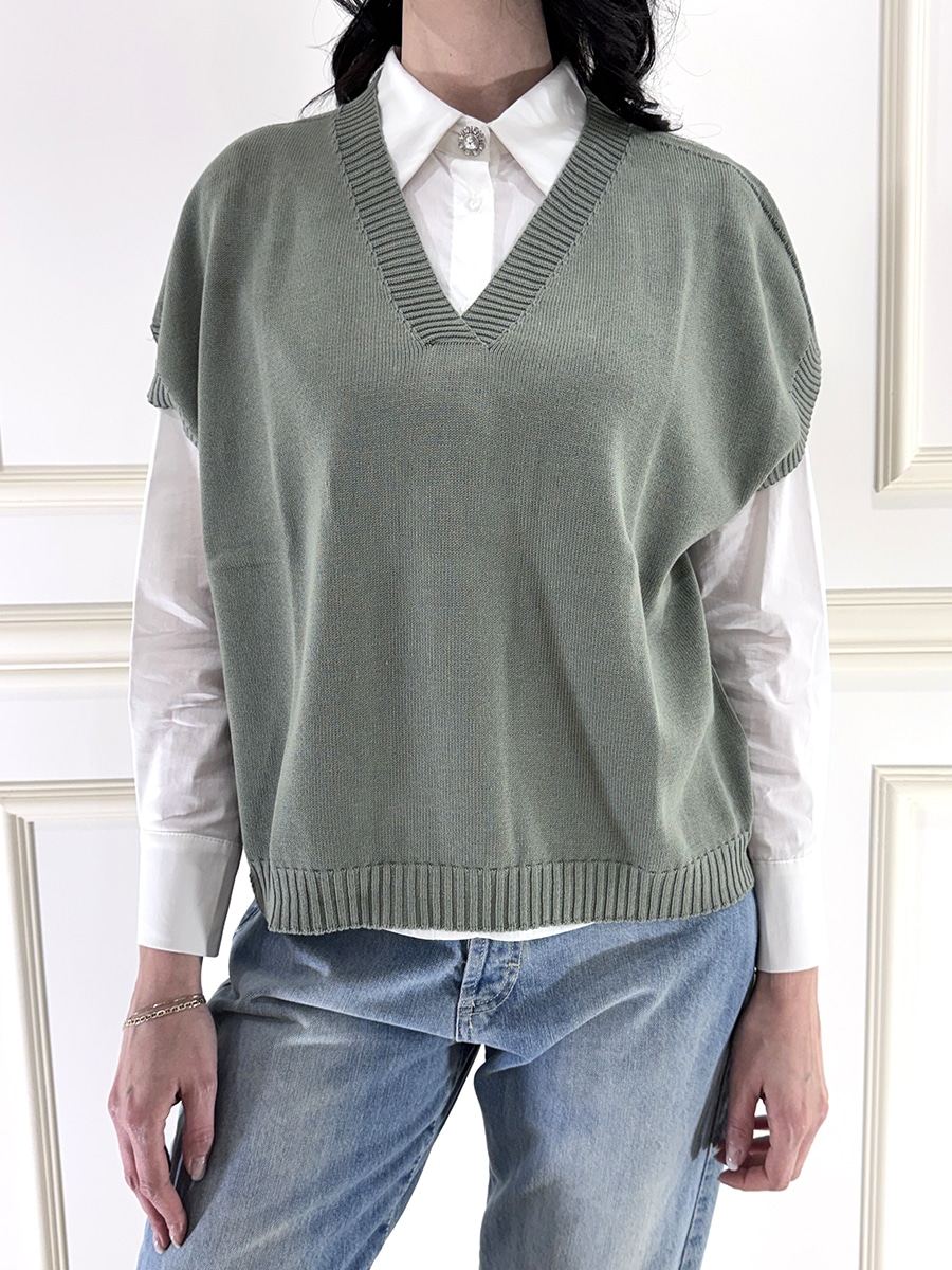GILET IN MAGLIA ART. 61130 - SUSY MIX - VERDE