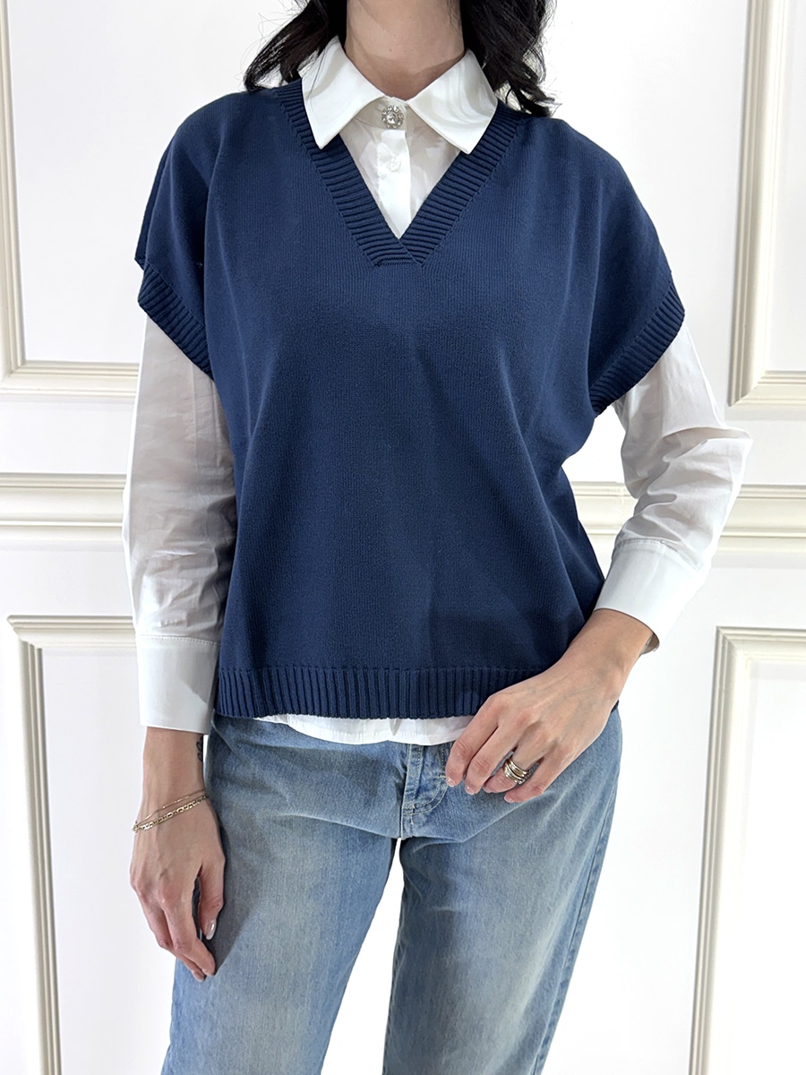 GILET IN MAGLIA ART. 61130 - SUSY MIX - Blu