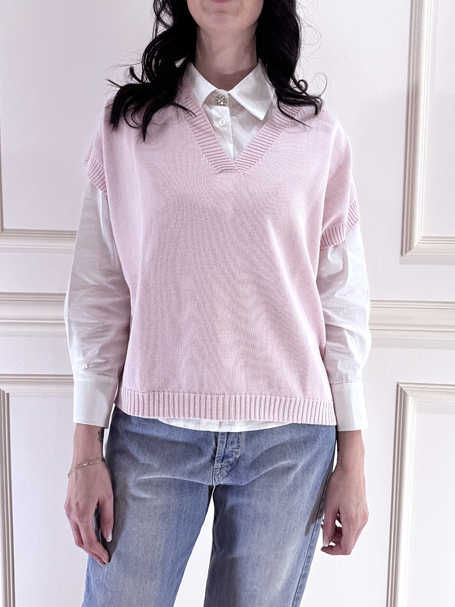 GILET IN MAGLIA ART. 61130 - SUSY MIX - ROSA