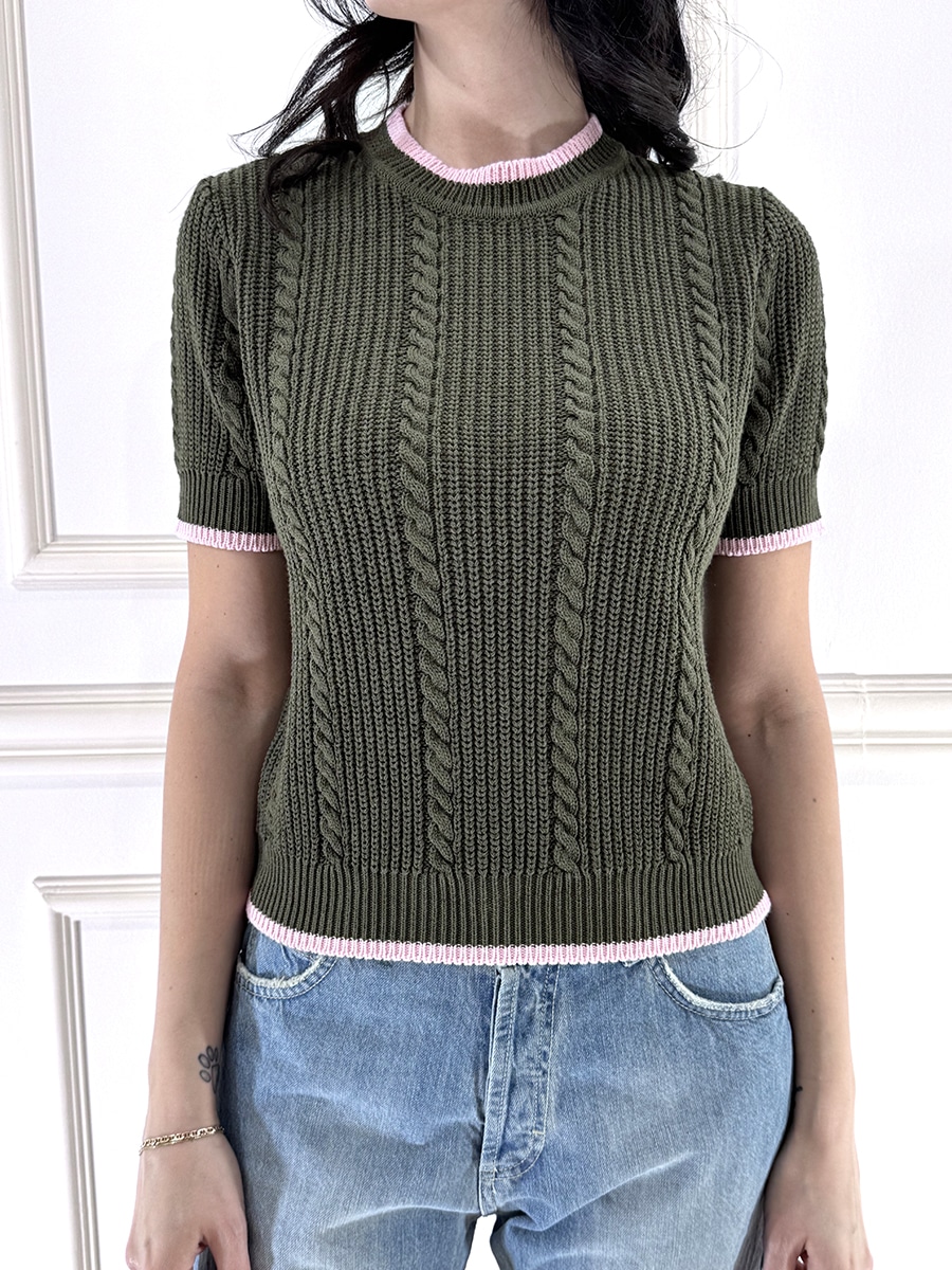 MAGLIA TRECCE MEZZA MANICA ART. P6HMJ02A414 - TENSIONE IN - VERDE