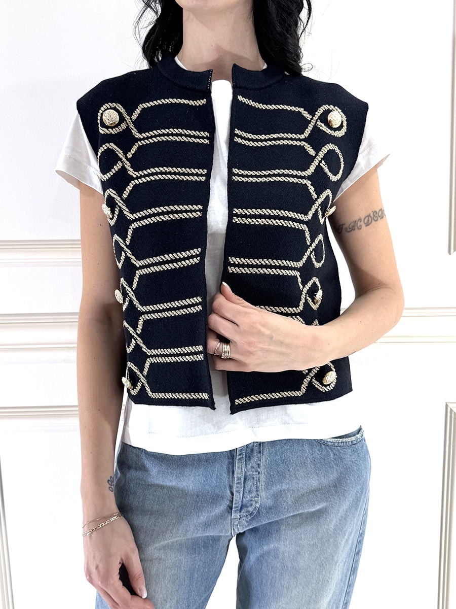 GILET CON RICAMI ART. P6HMG21A414 - MOTEL - Blu