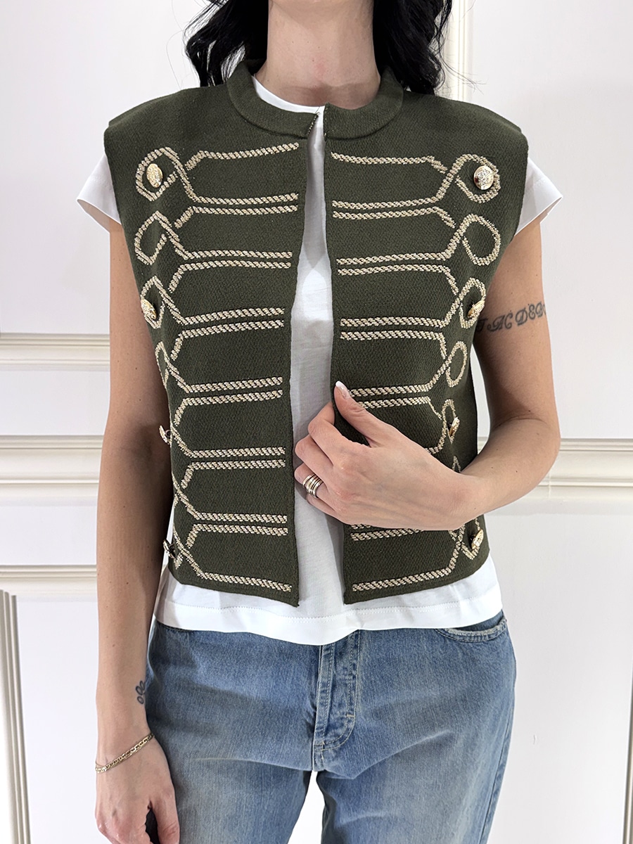 GILET CON RICAMI ART. P6HMG21A414 - MOTEL - VERDE
