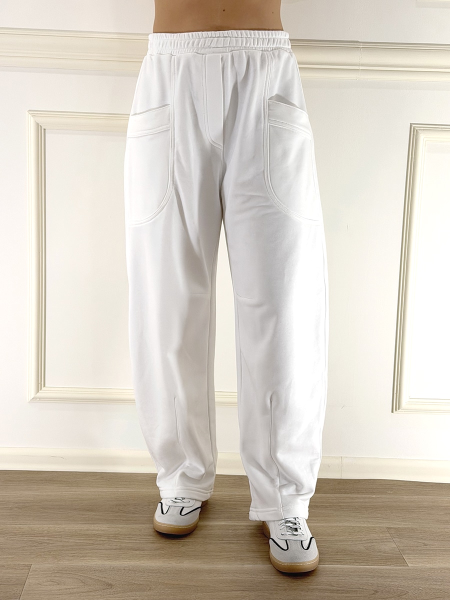 PANTALONE CON ELASTICO ART. 26P3839 - MOTEL - BIANCO, S