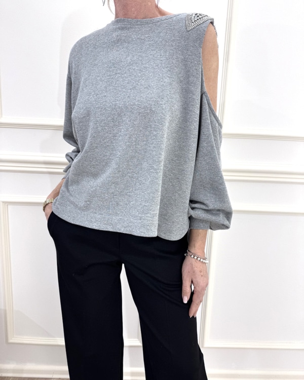 FELPA CUT OUT CON STRASSA RT. 37378 - TENSIONE IN