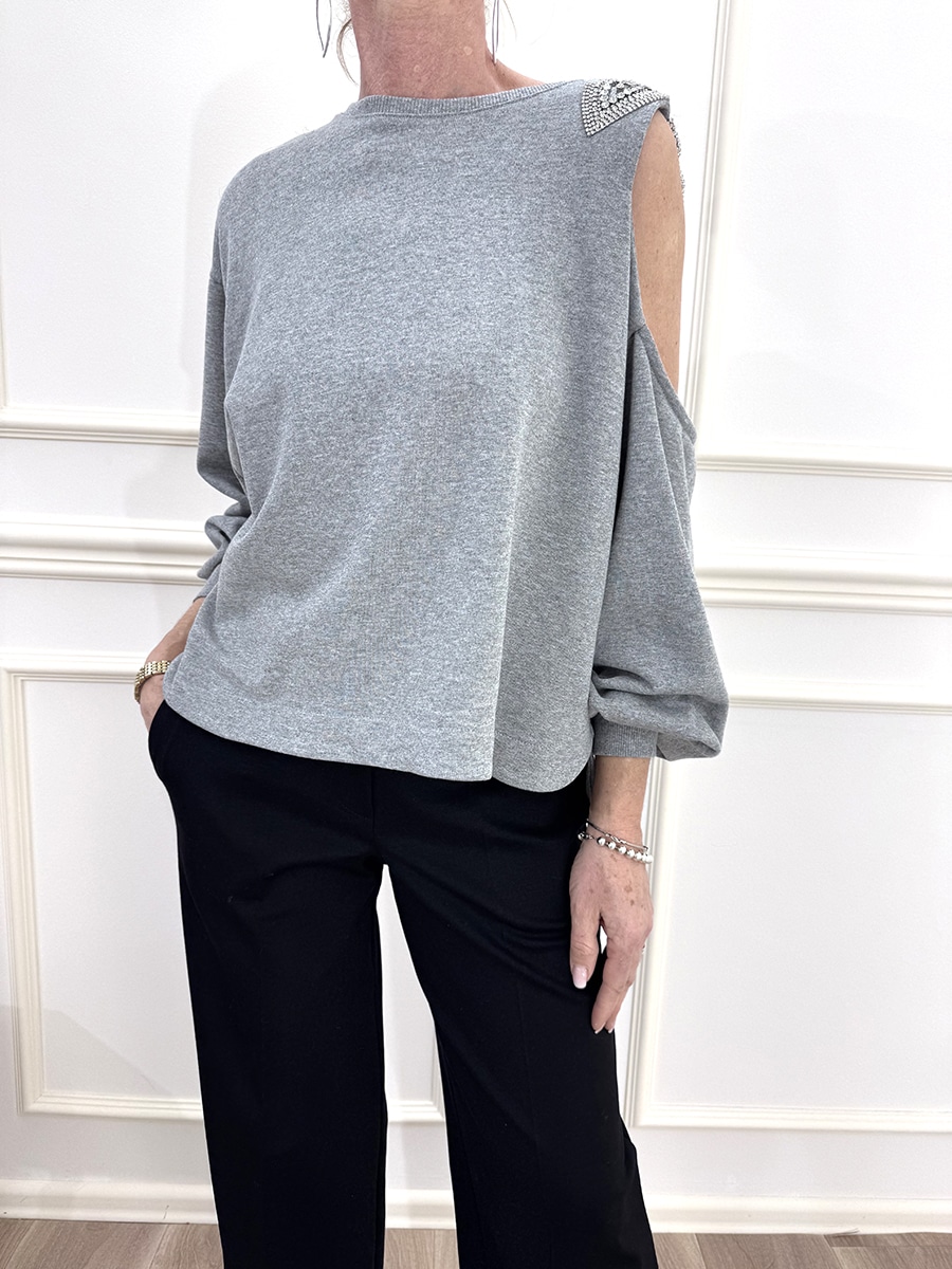 FELPA CUT OUT CON STRASSA RT. 37378 - TENSIONE IN