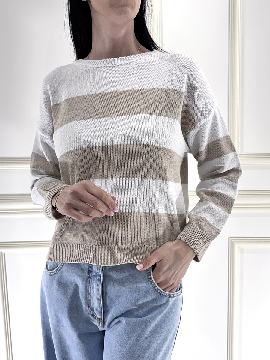 MAGLIA A RIGHE ART. 26175PL-MOTEL - BIANCO/CORDA