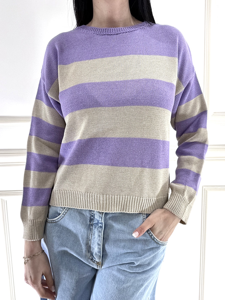 MAGLIA A RIGHE ART. 26175PL-MOTEL - CORDA/LILLA