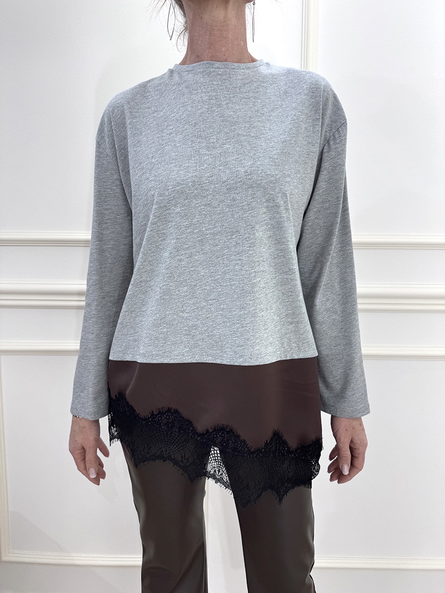 MAGLIA CON PIZZO E RASO ART. FW250098 - TENSIONE IN
