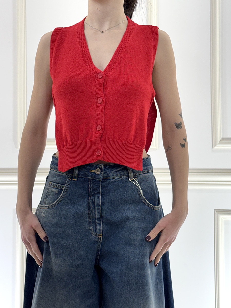 GILET IN MAGLIA FIANCHI APERTI ART. 7AB7033- VICOLO